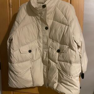 Women's Cream Puffer Ski Jacket